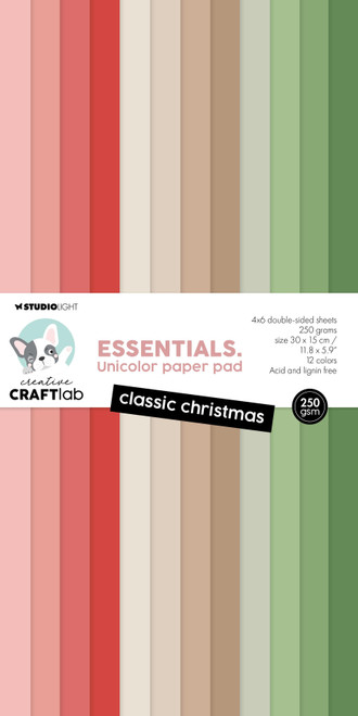 Studio Light Unicolor Essentials Paper Pad 11.8"X5.9" 24/Pkg-Nr. 221, Classic Christmas 5A0023KN-1G6J9 - 8713943153338