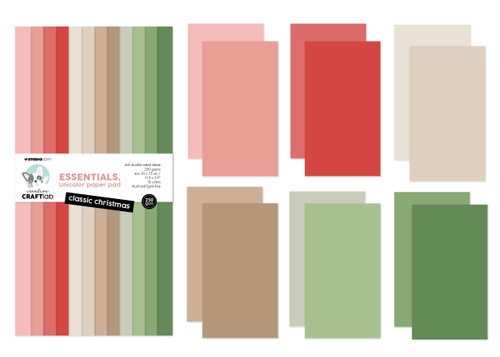 Studio Light Unicolor Essentials Paper Pad 11.8"X5.9" 24/Pkg-Nr. 221, Classic Christmas 5A0023KN-1G6J9