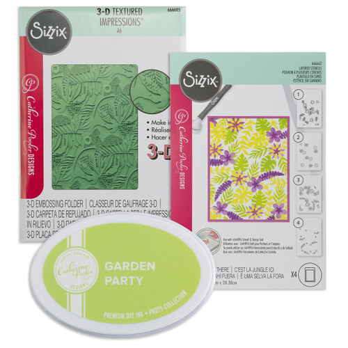 Catherine Pooler X Sizzix Bundle 2-It's A Jungle Stencil & Emboss Folder 5A0022Q5-1G5PY - 726465296863