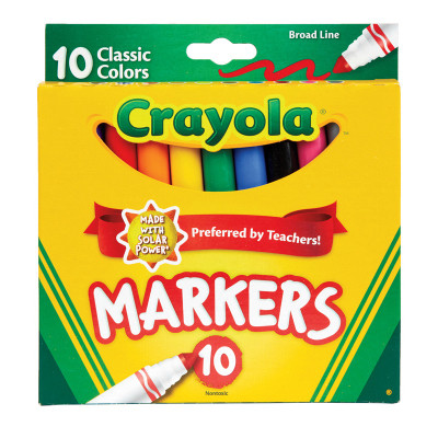 3 Pack - Crayola Broad Line Markers-Classic Colors 10/Pkg - 58-7722 - 071662077228