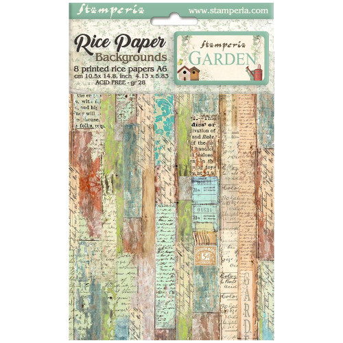 Stamperia Assorted Rice Pape Backgrounds A6 8/Sheets-Garden - 5A0022QV-1G5QR - 5993110034162