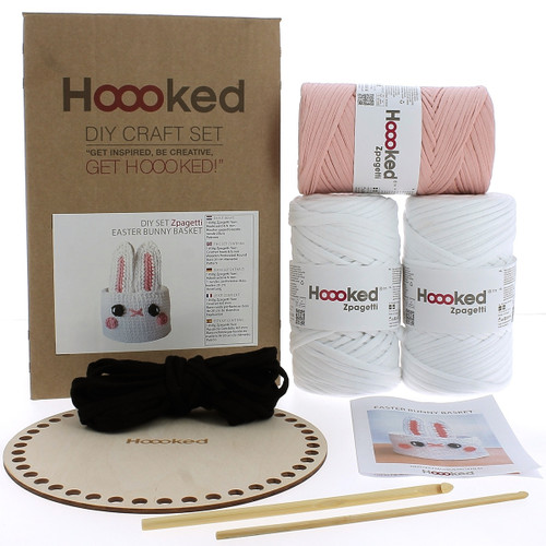 Hoooked Amigurumi DIY Kit W/Eco Barbante Yarn-Bunny Basket - 5A0023XK-1G74D - 8720629396132