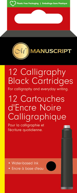 Manuscript Calligraphy Cartridges 12/Pkg-Black 5A0023PQ-1G6ZB - 5020180046150