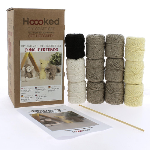 Hoooked Amigurumi DIY Kit W/Eco Barbante Yarn-Jungle Friends - 5A0023XC-1G744 - 8720629395685