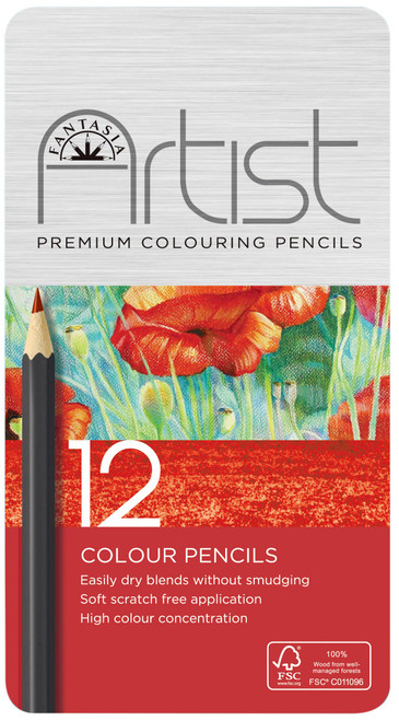 Fantasia Premium Colored Pencil Tin 12/Pkg-Assorted Colors 601210 - 7640170910018