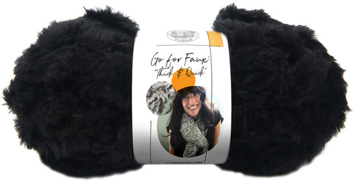 Lion Brand Go For Faux Thick & Quick Yarn-Black Panther 323-208 - 023032025292