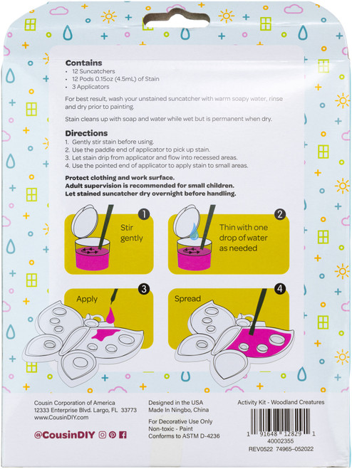 4 Pack - CousinDIY Suncatcher Kit-Woodland, Makes 12 - 40002355 4 Pack - CousinDIY Suncatcher Kit-Woodland, Makes 12 - 40002355