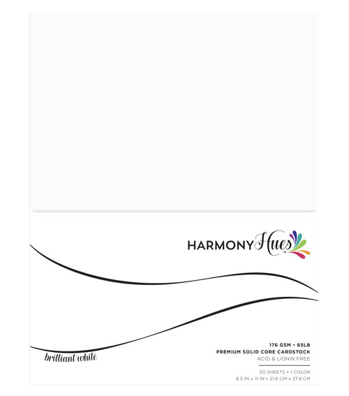 2 Pack Harmony Hues 65# Cardstock 8.5"X11" 50/Pkg-Brilliant White A50022NW-G15PV - 726465507624