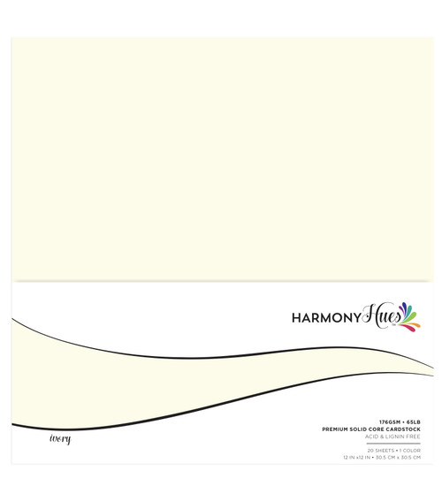 3 Pack Harmony Hues 65# Cardstock 12"X12" 20/Pkg-Ivory 5A0022PC-1G5PW - 726465507723