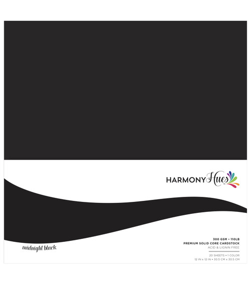 2 Pack - Harmony Hues 110# Cardstock 12"X12" 50/Pkg-Midnight Black - A50022PY-G15PR - 191648173093