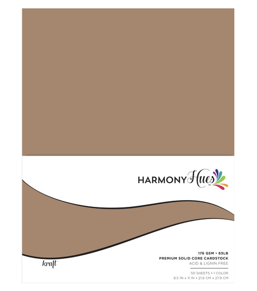 Harmony Hues 65# Cardstock 8.5"X11" 50/Pkg-Kraft 5A0022P5-1G5NP - 726465507655