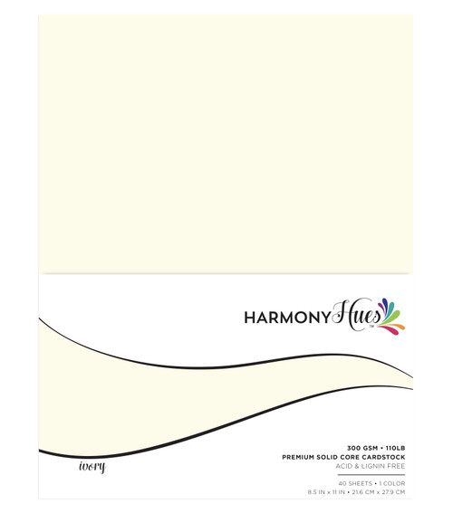 Harmony Hues 110# Cardstock 8.5"X11" 50/Pkg-Ivory - A50022PW-G15NS - 191648173055