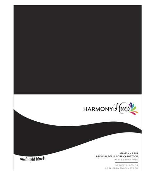 Harmony Hues 65# Cardstock 8.5"X11" 100/Pkg-Midnight Black - A50022P0-G15NZ - 191648173123
