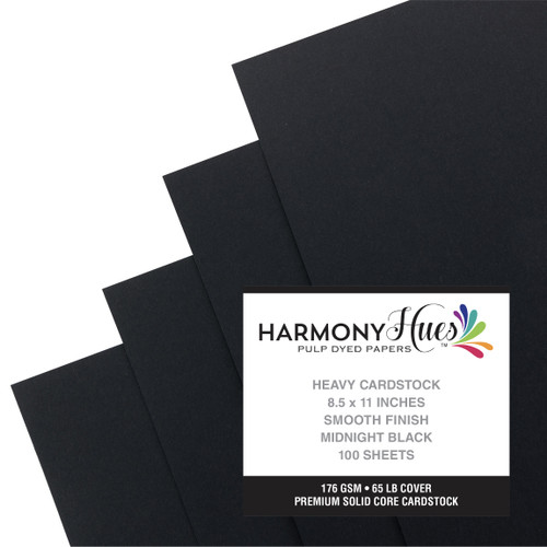 Harmony Hues 65# Cardstock 8.5"X11" 100/Pkg-Midnight Black - A50022P0-G15NZ Harmony Hues 65# Cardstock 8.5"X11" 100/Pkg-Midnight Black - A50022P0-G15NZ