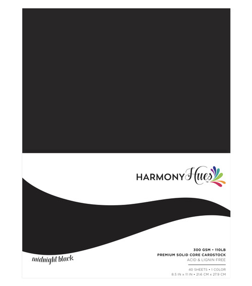 Harmony Hues 110# Cardstock 8.5"X11" 40/Pkg-Midnight Black A50022PK-G15P0 - 726465507556