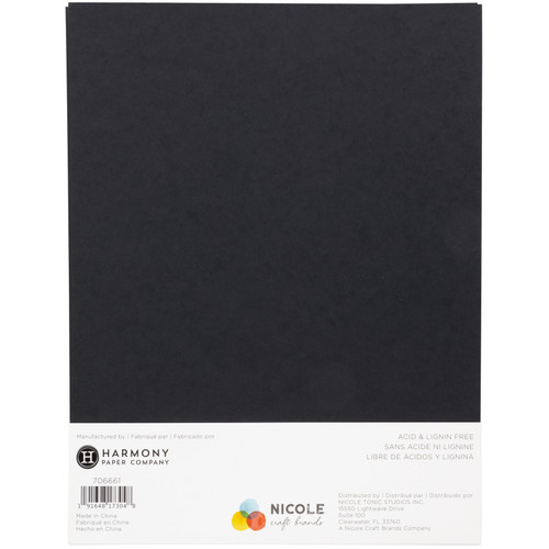 Harmony Hues 110# Cardstock 8.5"X11" 50/Pkg-Midnight Black - A50022PK-G15P0