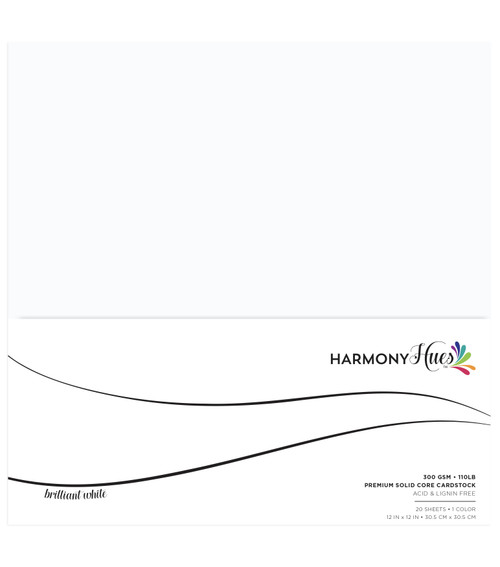 Harmony Hues 110# Cardstock 12"X12" 20/Pkg-Brilliant White 5A0022PG-1G5P2 - 726465507594