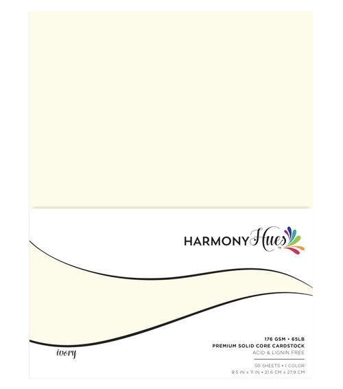 Harmony Hues 65# Cardstock 8.5"X11" 50/Pkg-Ivory 5A0022P2-1G5PK - 726465507648