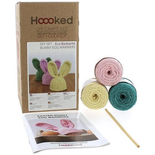 Hoooked Amigurumi DIY Kit W/Eco Barbante Yarn-Happy Easter Bunny Egg Warmers 5A0023XF-1G74F - 8720629395111