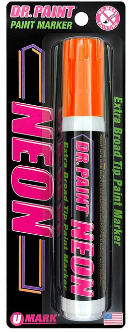 4 Pack U-Mark Dr. Paint Neon Extra Broad Tip Paint Marker Carded-Orange 5A0026XC-1G9BM - 819472014077