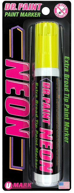 4 Pack U-Mark Dr. Paint Neon Extra Broad Tip Paint Marker Carded-Yellow 5A0026XC-1G9BR - 819472014060