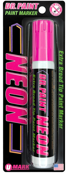 4 Pack U-Mark Dr. Paint Neon Extra Broad Tip Paint Marker Carded-Pink 5A0026XC-1G9BS - 819472014084