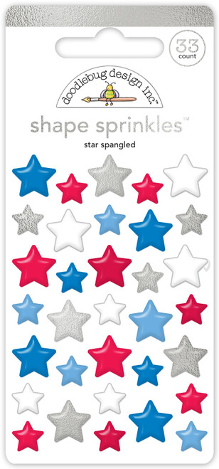 3 Pack Doodlebug Sprinkles Adhesive Enamel Shapes-Star Spangled, Hometown USA 5A0026VL-1G999 - 842715085015