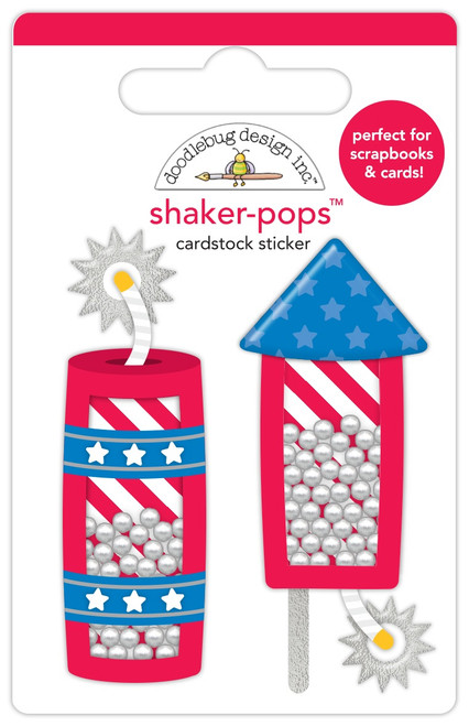 6 Pack Doodlebug Shaker-Pops 3D Sticker-Freedom Fireworks, Hometown USA 5A0026TX-1G989 - 842715085053