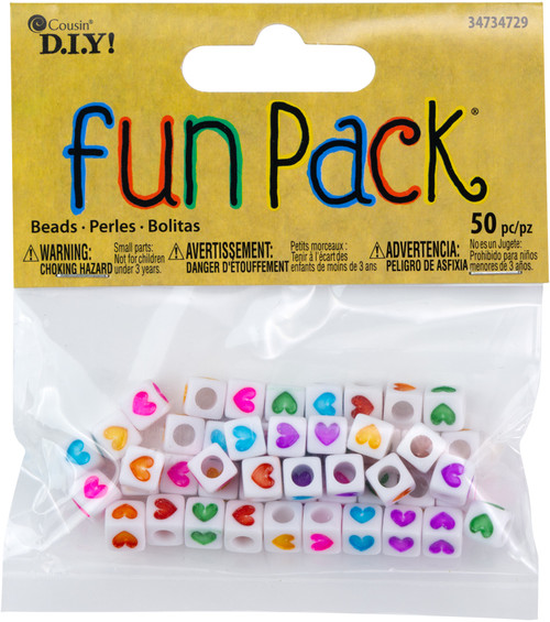 3 Pack Cousin Fun Pack Beads 50/Pkg-Heart Cube 34734729 - 016321003767