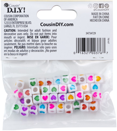 3 Pack Cousin Fun Pack Beads 50/Pkg-Heart Cube 34734729