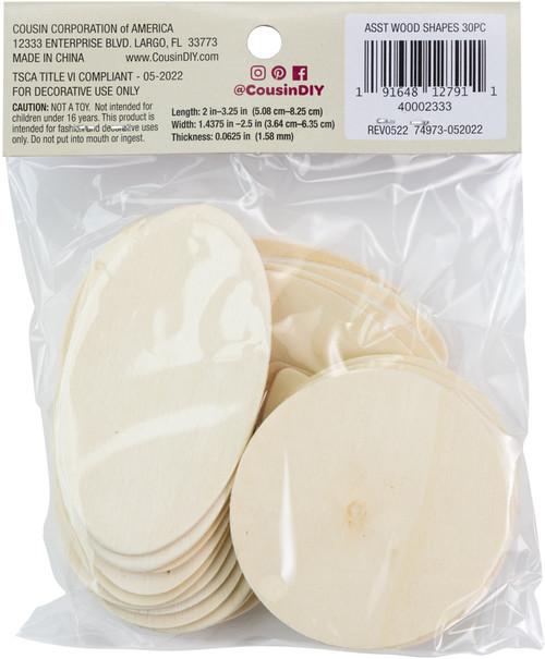 6 Pack CousinDIY Unfinished Wood Shapes 30/Pkg-Assorted 40002333