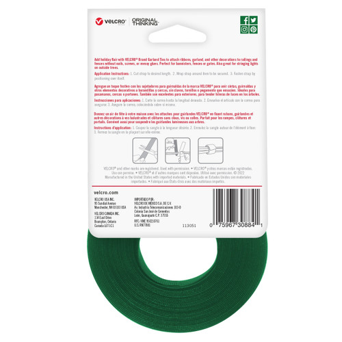 VELCRO(R) Holiday Garland Ties .5"X30'-Green - 5A0027BH-1G9LR VELCRO(R) Holiday Garland Ties .5"X30'-Green - 5A0027BH-1G9LR