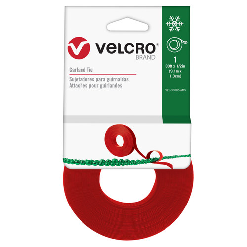 VELCRO(R) Holiday Garland Ties .5"X30'-Red 5A0027BH-1G9LS - 075967308858