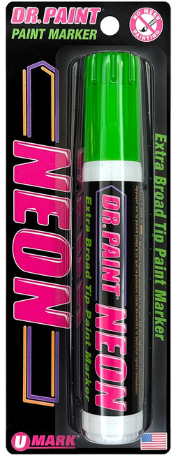 U-Mark Dr. Paint Neon Extra Broad Tip Paint Marker Carded-Green 5A0026XC-1G9BN - 819472014053