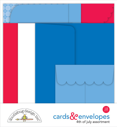 Doodlebug Cards & Envelopes 12/Pkg-4th Of July, Hometown USA 5A0026VZ-1G993 - 842715085282