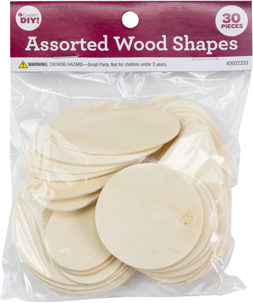 CousinDIY Unfinished Wood Shapes 30/Pkg-Assorted 40002333 - 191648127911