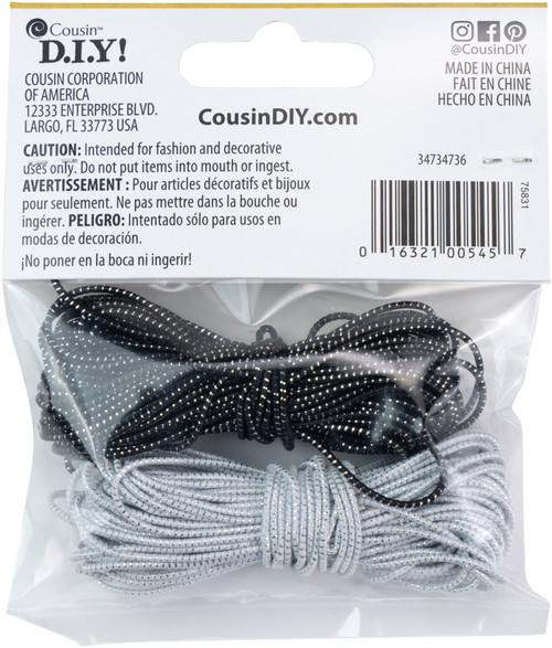 CousinDIY Stretch Cord 26.2ft-Black & White 34734736