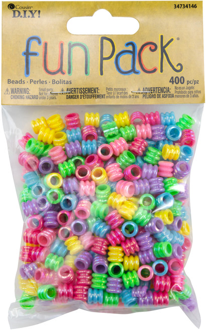 6 Pack Cousin Fun Pack Acrylic Large Hole Tube Beads 400/Pkg-Assorted Colors 34734146 - 016321115392