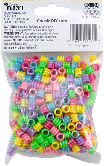 6 Pack - CousinDIY Fun Pack Acrylic Large Hole Tube Beads 400/Pkg-Assorted Colors - 34734146 6 Pack - CousinDIY Fun Pack Acrylic Large Hole Tube Beads 400/Pkg-Assorted Colors - 34734146