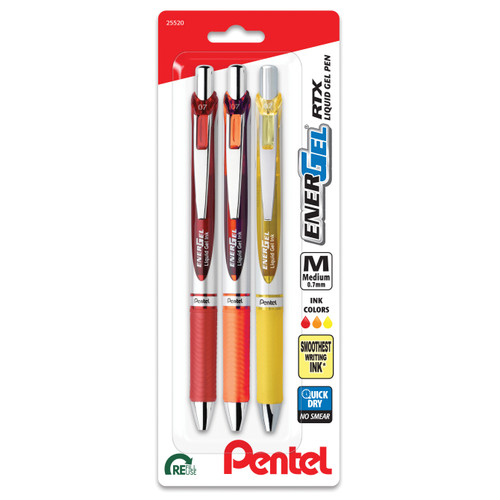 Pentel EnerGel RTX Retractable Liquid Gel Pens 0.7mm 3/Pkg-Happiness Expressions 5A00279J-1G9K4 - 072512287880