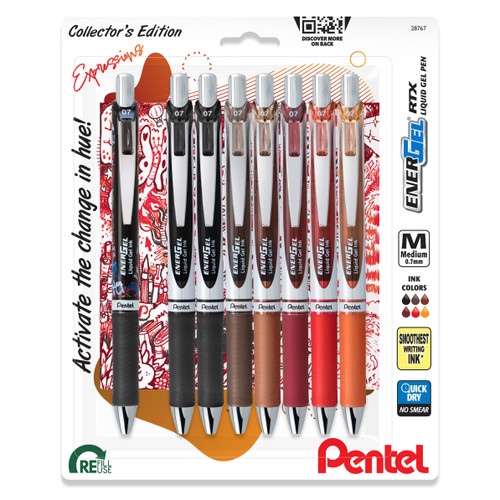 Pentel EnerGel RTX Retractable Liquid Gel Pens 0.7mm 8/Pkg-Change Expressions - 5A00279F-1G9K9 - 072512287675
