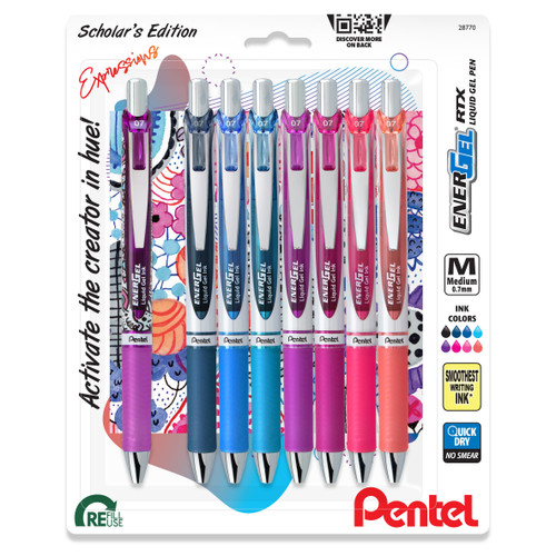 Pentel EnerGel RTX Retractable Liquid Gel Pens 0.7mm 8/Pkg-Creator Expressions 5A00279F-1G9KK - 072512287705