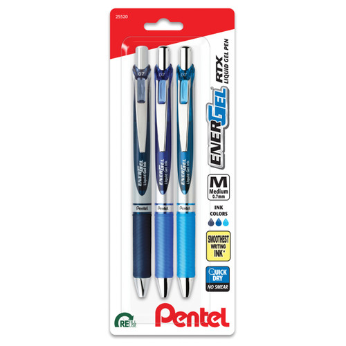 Pentel EnerGel RTX Retractable Liquid Gel Pens 0.7mm 3/Pkg-Note-Taking Expressions 5A00279J-1G9KL - 072512287934