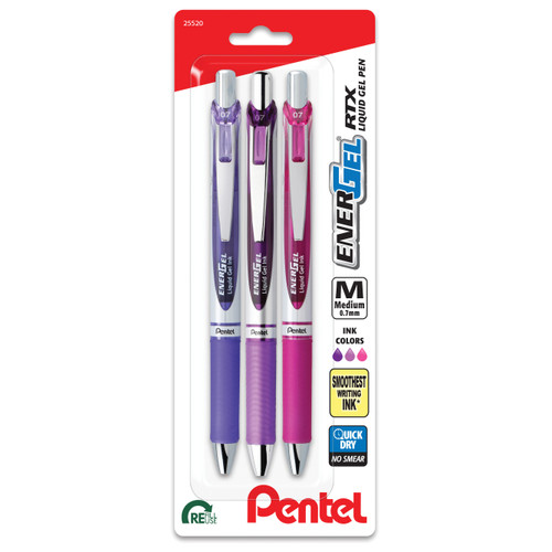 Pentel EnerGel RTX Retractable Liquid Gel Pens 0.7mm 3/Pkg-Passion Expressions 5A00279J-1G9KS - 072512287873