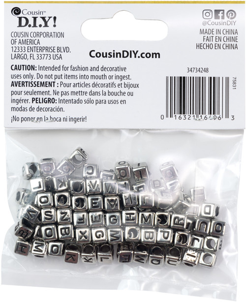 6 Pack CousinDIY Acrylic Alphabet Beads 95/Pkg-Silver 34734248