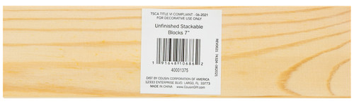 6 Pack - CousinDIY Unfinished Wood Block-7" - 40001375