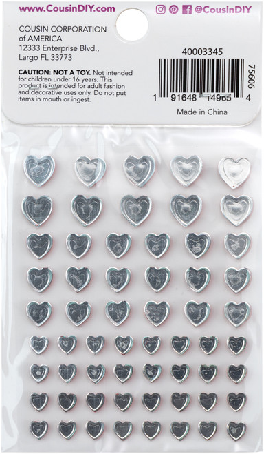 12 Pack CousinDIY Adhesive Rhinestones 60/Pkg-Red Heart CCRHINES-3345