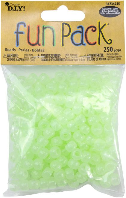 CousinDIY Acrylic Pony Beads 250/Pkg-Glow-in-the-Dark 34734245 - 016321236660