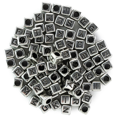 CousinDIY Acrylic Alphabet Beads 95/Pkg-Silver - 34734248