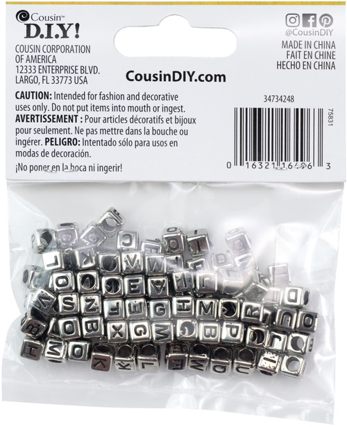 CousinDIY Acrylic Alphabet Beads 95/Pkg-Silver - 34734248 CousinDIY Acrylic Alphabet Beads 95/Pkg-Silver - 34734248
